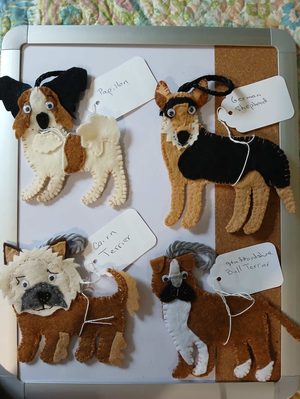 Handmade Felt Dog Ornaments - Assorted Brown & Black Designs